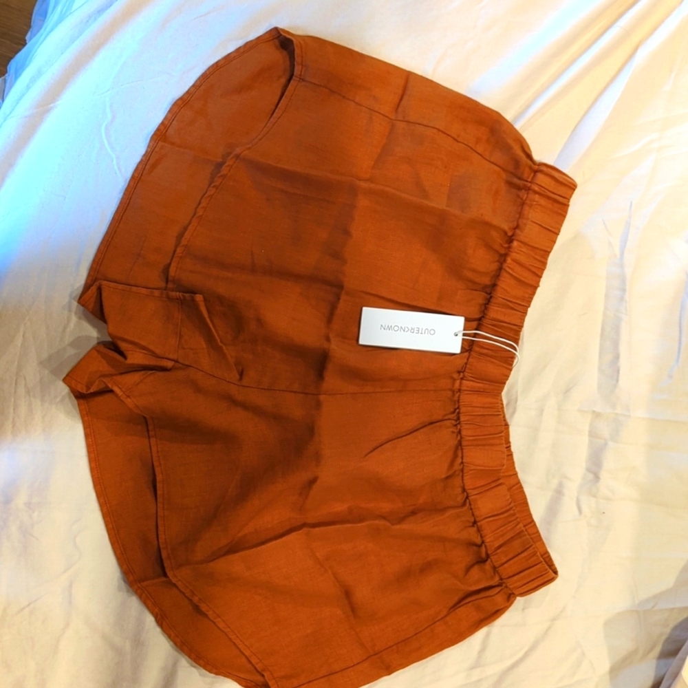 Outerknown Linen Shorts, Large, Burnt Orange